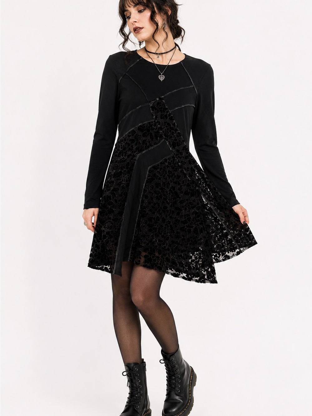 Adore Black Velvet Burnout Dress Size Large Whimsigoth Gothic Witchy Romantic L